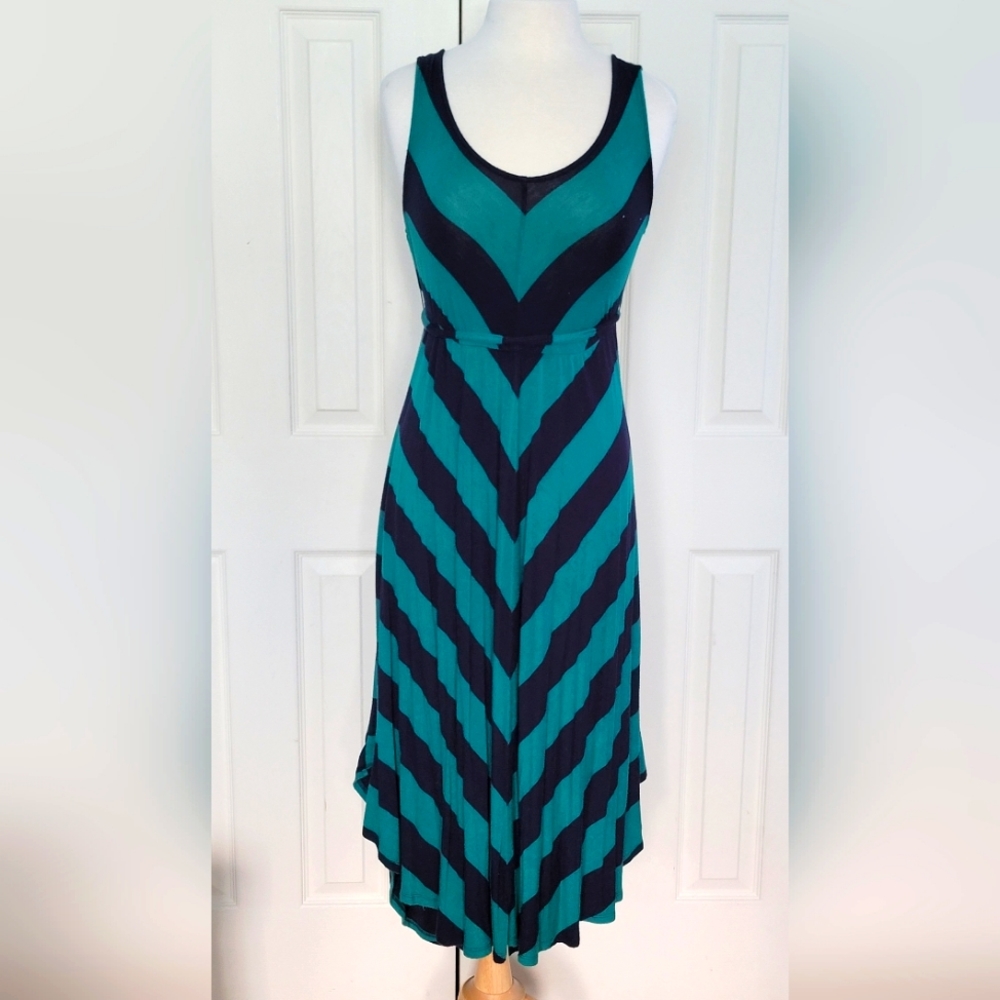 Isabel Maternity Maxi Dress Navy Teal Chevron